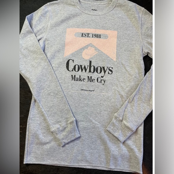Bohemian Cowgirl Tops - Bohemian Cowgirl Cowboy Thermal Long Sleeve Top Size XL